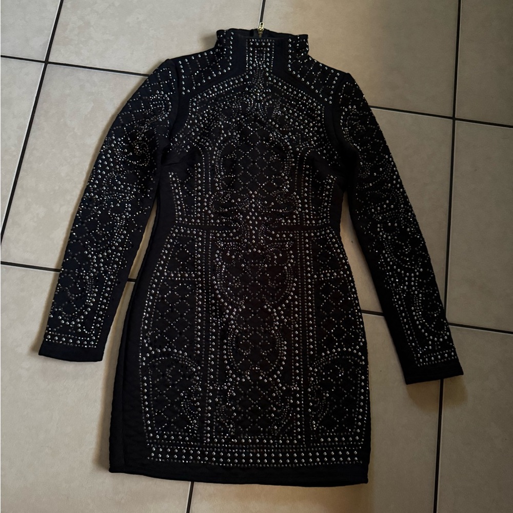 Hot Miami Styles Black Sequin Bodycon Dress